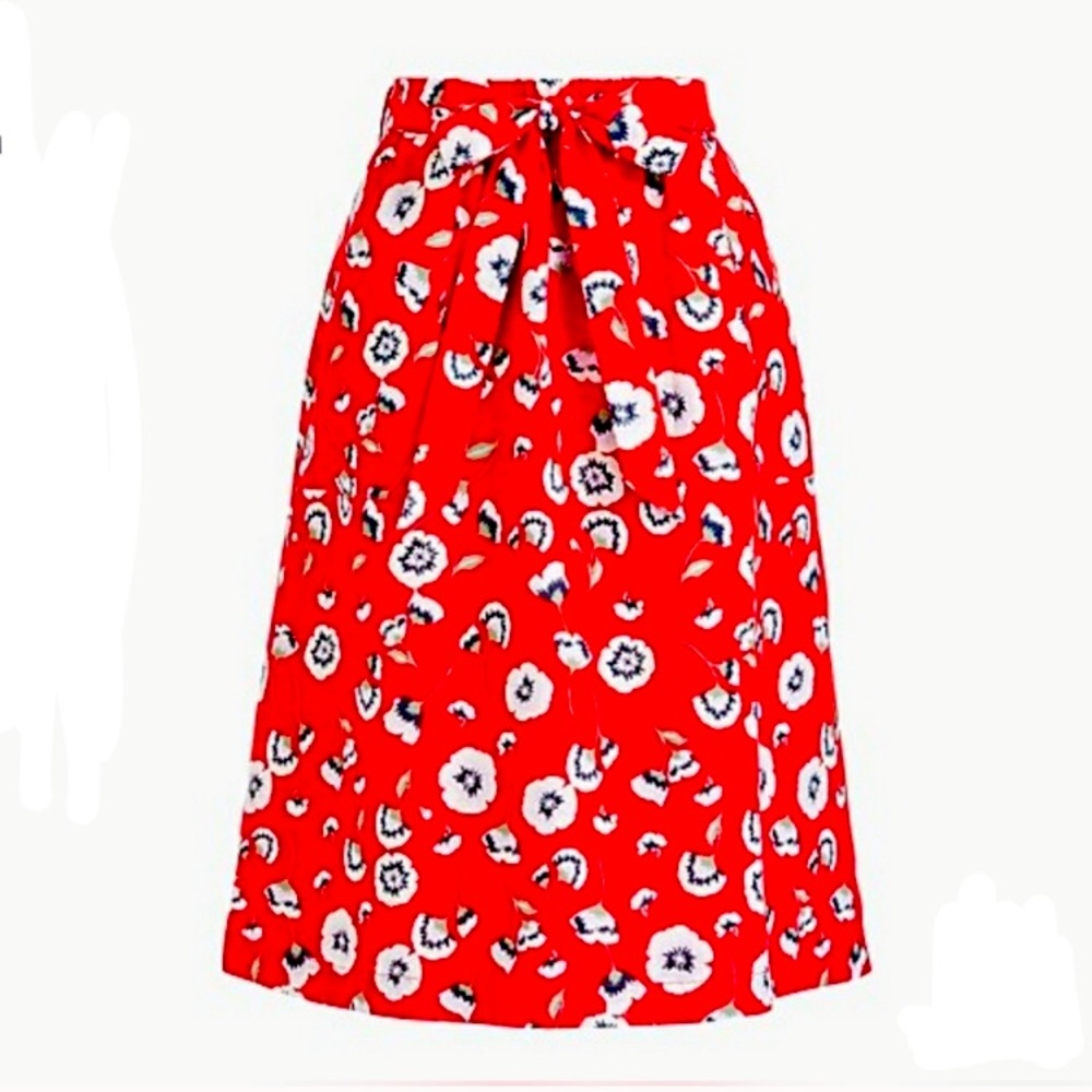 J Crew Red Floral Skirt